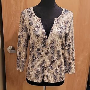 WHBM snakeskin print short cardigan size M